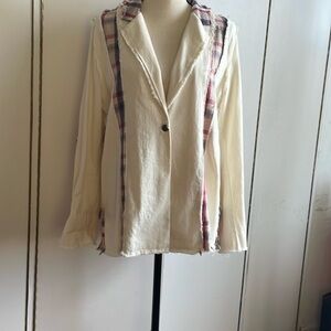 [The Porter Collective] White and Plaid Cotton Jacket